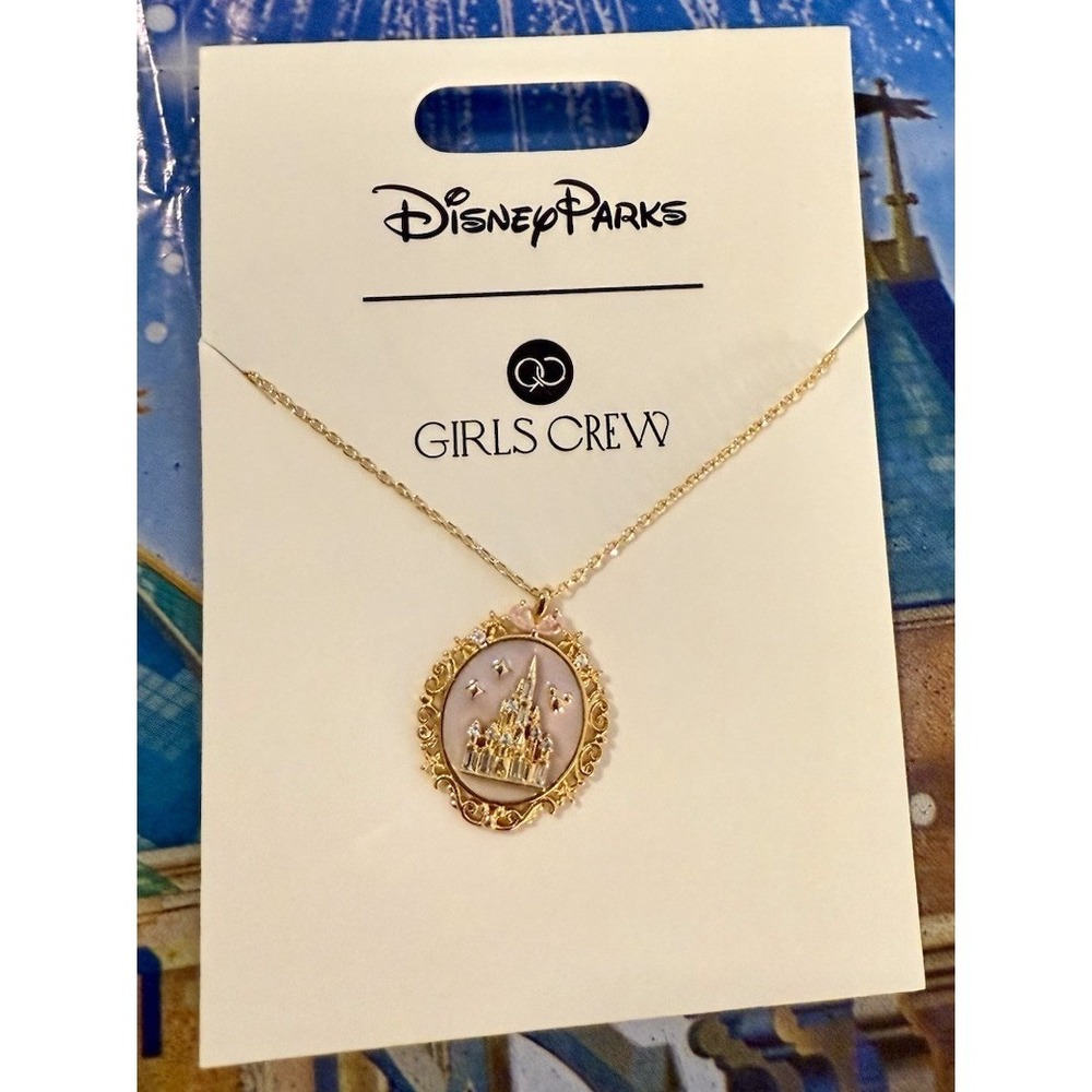 Disney Parks 2026‎ Girls Crew Castle Fireworks Enamel Rhinestone Necklace NEW